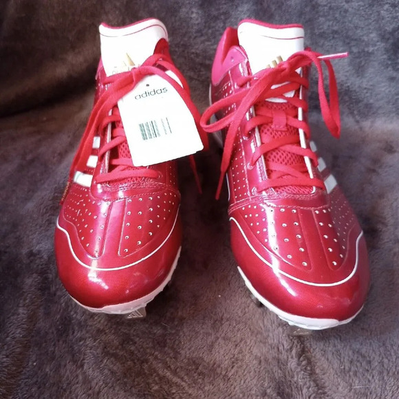 Adidas Cleat adizero Diamond Kin Metal Baseball Shoe Red White Mens Size 12 New - Picture 4 of 10